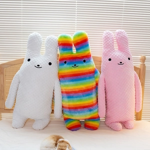 Rabbit Plush Pillow Soft Minky Dot Long Eared Cartoon Animal Body Cushion For Sleeping Home Decor Comfort Toy