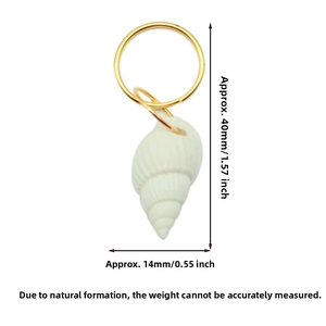Macro view of shell pendant for hair accessories with dimensions 40mm length and 14mm width