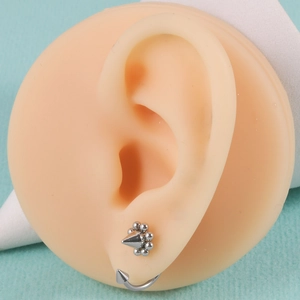Silver stainless steel punk horseshoe lip ring and spike cone stud piercing jewelry