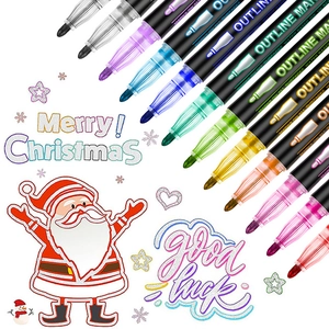 Set of 48 color outline markers for DIY Christmas cards and artistic glitter drawing