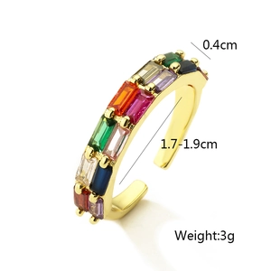 Detailed size and weight specs for the adjustable gold-plated zircon stone ring