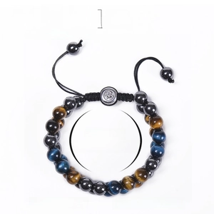 Triple protection 8mm blue tiger eye and hematite double-layer woven yoga bracelet