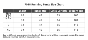 Guide des tailles détaillé pour short de course respirant en mesh et short de yoga