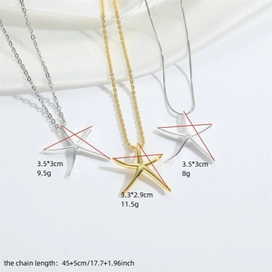 Minimalist ocean style starfish pendant necklaces in gold and silver finish options