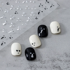 3D embossed heart and eye nail stickers for creative Halloween nail art decoration