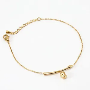 Bracelet Branche De Bouton De Rose Acier Inoxydable Ajustable Minimaliste Style Ins Bijoux Délicats Pour Femmes