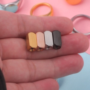 Brushed titanium steel cuboid spacer beads for DIY bracelets in four metallic colors