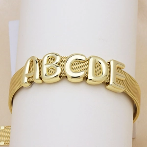 Bracciale a Maglia Regolabile Con Ciondoli a Scorrimento Lettere a Bolla Personalizzato DIY Braccialetto Nome Gioielli