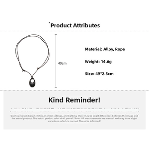Tableau des tailles détaillé pour collier à pendentif ovale noir mat avec cordon tressé