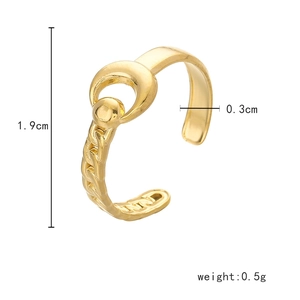 Verstellbarer goldener Mondsichelring mit geflochtener Textur aus Edelstahl