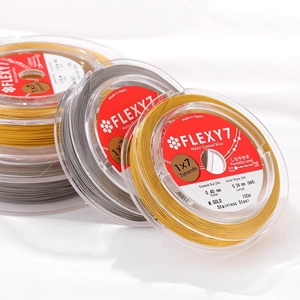 Flexy7 Japanese 1x7 strand gold and silver nylon coated stainless steel beading wire