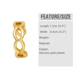Tabella taglie con dimensioni 1,3x0,4 cm per ear cuff intrecciato placcato in oro