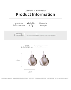 Detail view of round brushed silver stud earrings with 1.1cm diameter and 6.1g weight