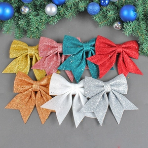 Christmas Bows Glitter EPE Foam Decorations Tree Hanging Ornaments Sparkling Festive Gift Wrap Accessory