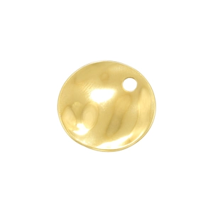 Polished gold round textured flower pendant with irregular coral surface and hanging hole