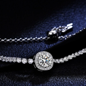 Élégant bracelet tennis en argent 925 avec moissanite et fermoir réglable pour femme