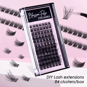 DIY Cluster Lashes Eyelash Extensions Natural Dense Slender Long Curl Matte Black Segmented Individual False Eyelashes