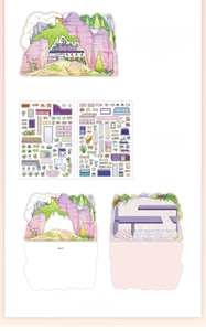 DIY rock mine scenery sticker set with PET stickers and folding cardboard dimensions