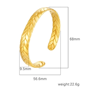 Tableau des dimensions du bracelet en acier inoxydable 18K avec motif épi de blé doré