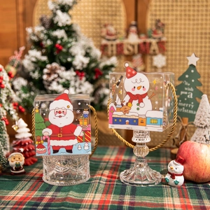 Christmas cartoon PVC gift boxes with gold ropes for candy and holiday favors