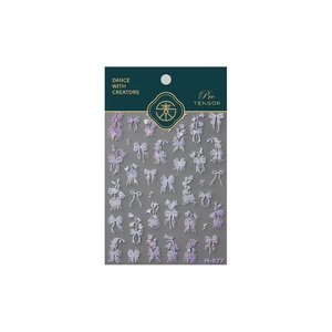 Self-adhesive laser bow and floral nail stickers with holographic iridescent effect