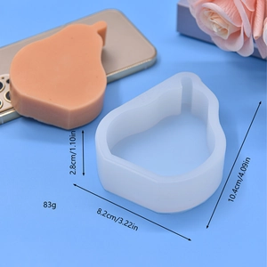 Pear shaped silicone mold for DIY soap and candles with translucent finish and dimensions