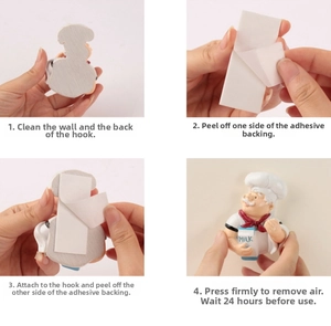 Step-by-step installation guide for cartoon chef adhesive wall hooks for power plugs