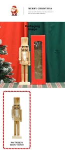 Unfinished 38cm wooden nutcracker soldier with sword and red window gift box packaging