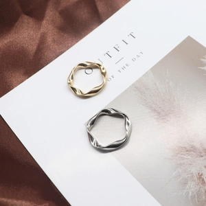 Minimalist Copper Irregular Wave Twisted Open Ring For Women Adjustable Frosted Sandblasted Fashion Jewelry Finger Ring