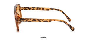 Side view detail of tortoiseshell polarized sunglasses showing frame thickness and structure