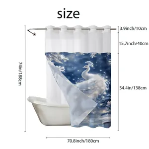 Detailed size chart for waterproof shower curtain showing 180x188cm dimensions and sections