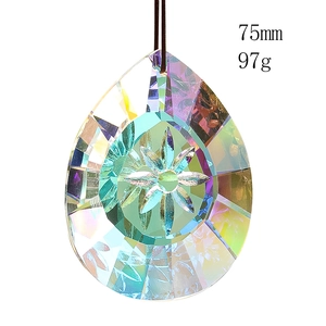 Rainbow crystal drop suncatcher pendant with aurora facets 75mm 97g garden ornament