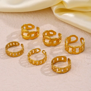French vintage 18K gold plated stainless steel adjustable chain rings set in warm tones