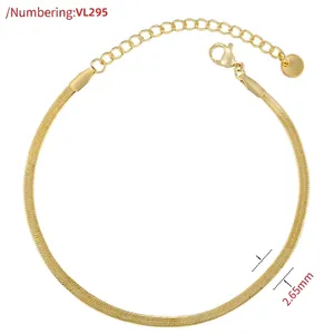 Detail view of 18K gold plated snake chain link with 2.65mm width and lobster clasp