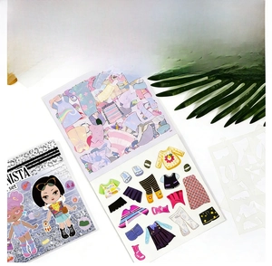 DIY dollhouse sticker book set with 20 coloring pages 4 PET stickers and 2 molds