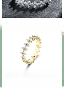 Detailed view of S925 sterling silver eternity ring with marquise-cut cubic zirconia stones