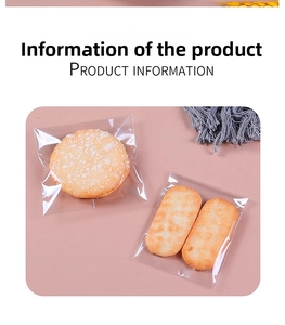 Close-up of clear plastic food packaging bags for cookies and snacks with heat seal detail