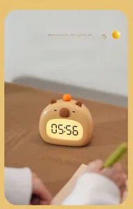 Detail of Capybara digital alarm clock showing LED display with countdown timer function