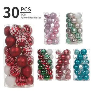 Christmas Ball Ornaments Plastic Painted Glitter Sequin Filled Tree Hanging Baubles Holiday Home Party Decoration