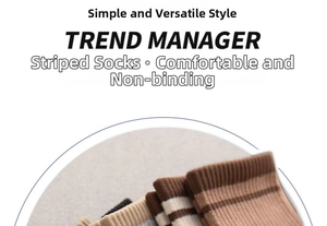 Close-up of elastic ribbed striped cuffs on cotton socks for a comfortable fit