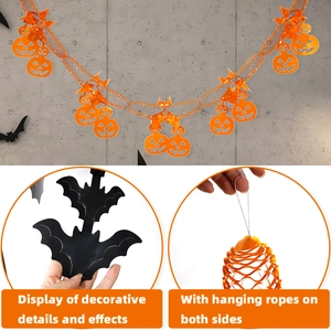 3m Halloween honeycomb banner set with orange pumpkins and black bats party decoration