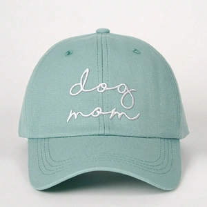 Mintgrüne Dog Mom Baseballkappe mit weißer Stickerei und verstellbarem Baumwollband