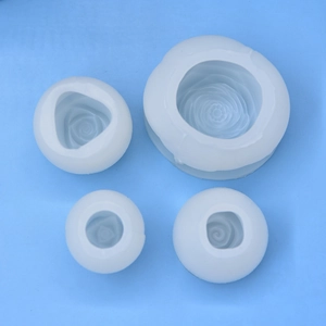 Set of four 3D rose bud silicone molds for DIY soap, candle, and resin crafting
