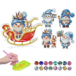 5D Christmas DIY diamond painting kit with Santa and gnome acrylic figures for decor