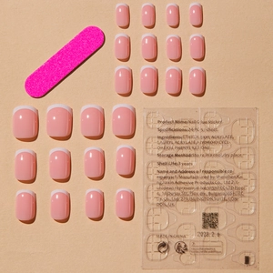 Faux ongles French manucure blancs classiques avec 24 faux ongles roses brillants