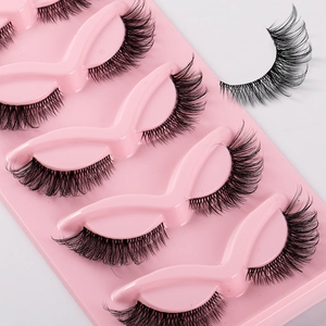 Set di 5 paia di ciglia finte a occhio di volpe con fascia trasparente per un look da palcoscenico