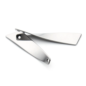 Close-up of polished stainless steel rectangular pendant charms with double holes for DIY jewelry