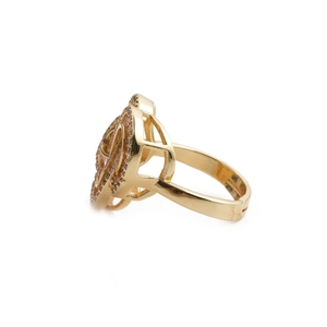 Bague cœur évidé plaqué or 18 carats pour femme avec zircons sertis élégamment
