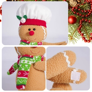 Peluche bonhomme de pain d'épices chef avec mains velcro pour décoration de Noël