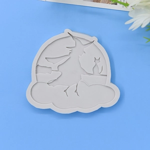 Halloween witch riding broom silicone mold for DIY cake baking and crafts
